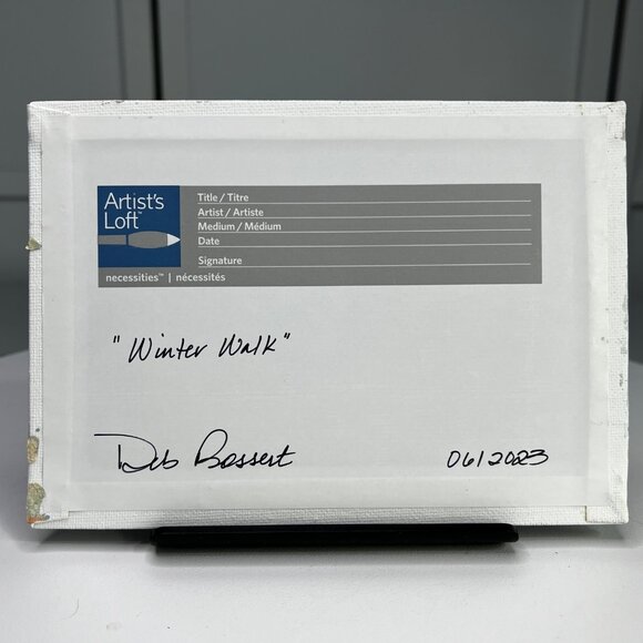 Hand-Painted Acrylic Landscape Art "Winter Walk" By Deb Bossert Unframed 5" x 7" - Picture 7 of 7